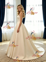 Light Champagne Spaghetti Straps Wedding Dress