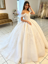 Ball Gown Off the Shoulder Appliques Quinceanera Dress