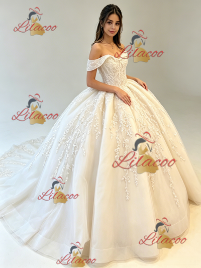 Ball Gown Off the Shoulder Appliques Quinceanera Dress