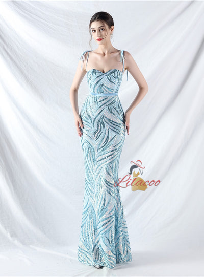 Mermaid Sequins Strapless Prom Dress