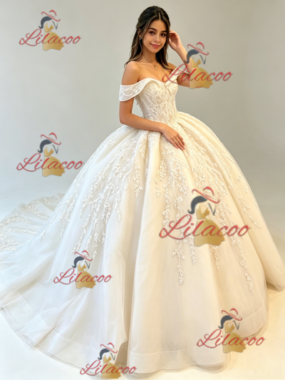Ball Gown Off the Shoulder Appliques Quinceanera Dress