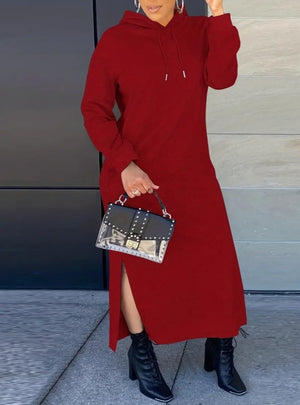 Casual Solid Color Hooded Solid Color Dress