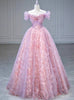 Pink Purple Tulle Off the Shoulder Prom Dress