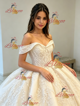 Ball Gown Off the Shoulder Appliques Quinceanera Dress