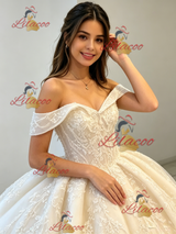 Ball Gown Off the Shoulder Appliques Quinceanera Dress