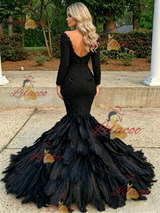 Black Mermaid Long Sleeve Prom Dress