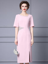 Red Split Short Sleeve Mother Of The Bride Dress