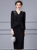 Black V-neck Long Sleeve Mother Of The Bride Dress