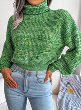 Lantern Long Sleeve Turtleneck Knitted Sweater