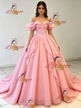 Pink Tulle Off the Shoulder Quinceanera Dress
