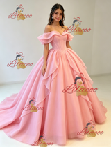 Pink Tulle Off the Shoulder Quinceanera Dress