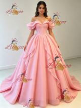 Pink Tulle Off the Shoulder Quinceanera Dress