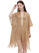 Gold and Silver Silk Transparent Thin Shawl
