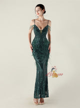 Mermaid Sequins Spaghetti Straps Prom Dress