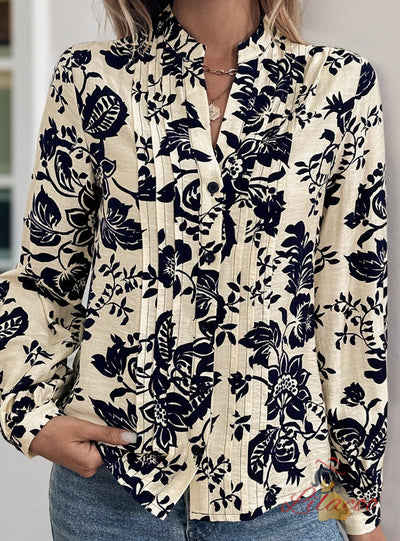 Women Retro Printed Shirt Top