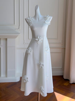 Three-dimensional Flower Slim Dress