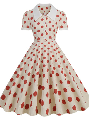 50 Hepburn Retro Polka-dot Dress