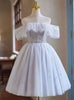 Gray Tulle Off the Shoulder Beading Homecoming Dress