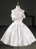 White Satin Strapless Bow Wedding Dress