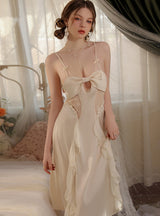 Lace Ice Silk Long Suspender Nightdress Robe