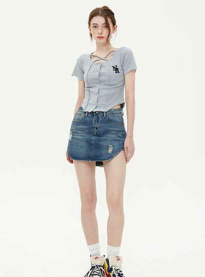 Short Sleeve Slim Short T-shirt