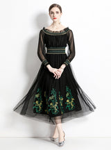 Mesh Embroidered Big Swing Dress