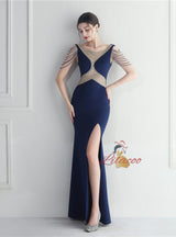 Split Beading Mermaid Prom Dress