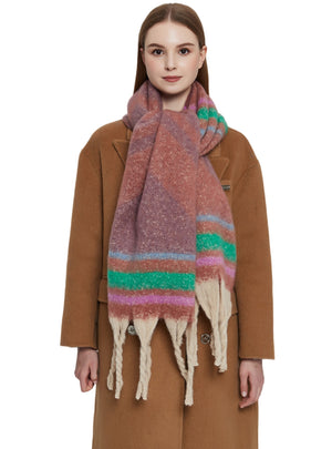 Jacquard Coarse Fringed Scarf