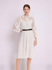 Lace Crocheted Openwork Pleated Dress with Belt
