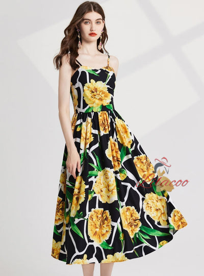 Floral Sling Tube Top Print Slim Seaside Dress