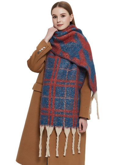 Jacquard Coarse Fringed Houndstooth Scarf Shawl