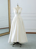Ivory White Satin V-neck Backless Wedding Dress