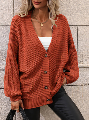 Solid Color Knitted Cardigan Loose Sweater