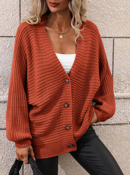 Solid Color Knitted Cardigan Loose Sweater