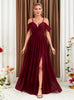 Burgundy Chiffon V-neck Pleats Prom Dress