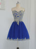 Royal Blue Tulle Appliques Beading Homecoming Dress