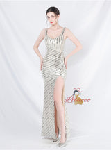 Mermaid Seuqins Straps Beading Prom Dress