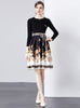 Knitted Stitching Printed Dress
