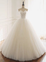 White Satin Tulle Strapless Wedding Dress
