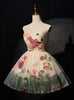 Champagne Tulle Flower Homecoming Dress