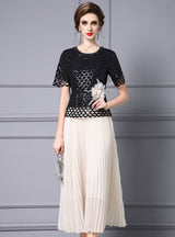 Black Sequins Short Sleeve Mother Of The Bride Dress
