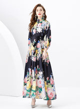 Lantern Sleeve Slim Printed Dress