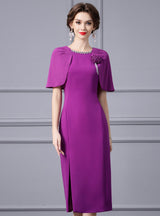 Purple Beading Flower Mother Of The Bride Dress