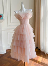 Pink Tiers Gauze Cake Dress