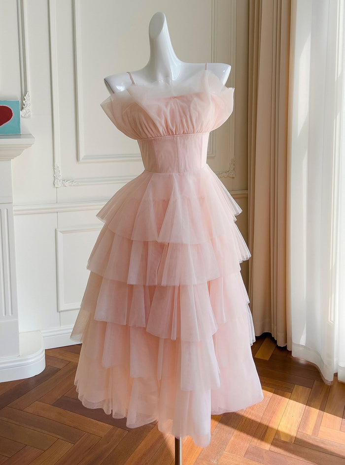 Pink Tiers Gauze Cake Dress