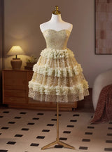 Green Tulle Sequins Strapless Homecoming Dress