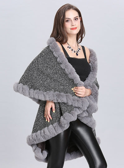 Wool Double Cardigan Knitted Shawl Cloak