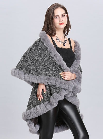 Wool Double Cardigan Knitted Shawl Cloak
