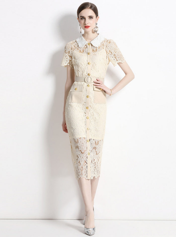 Retro Doll Collar Lace Dress
