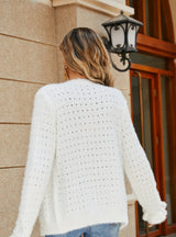 Solid Color Hollow Mink Wool Cardigan Sweater Coat